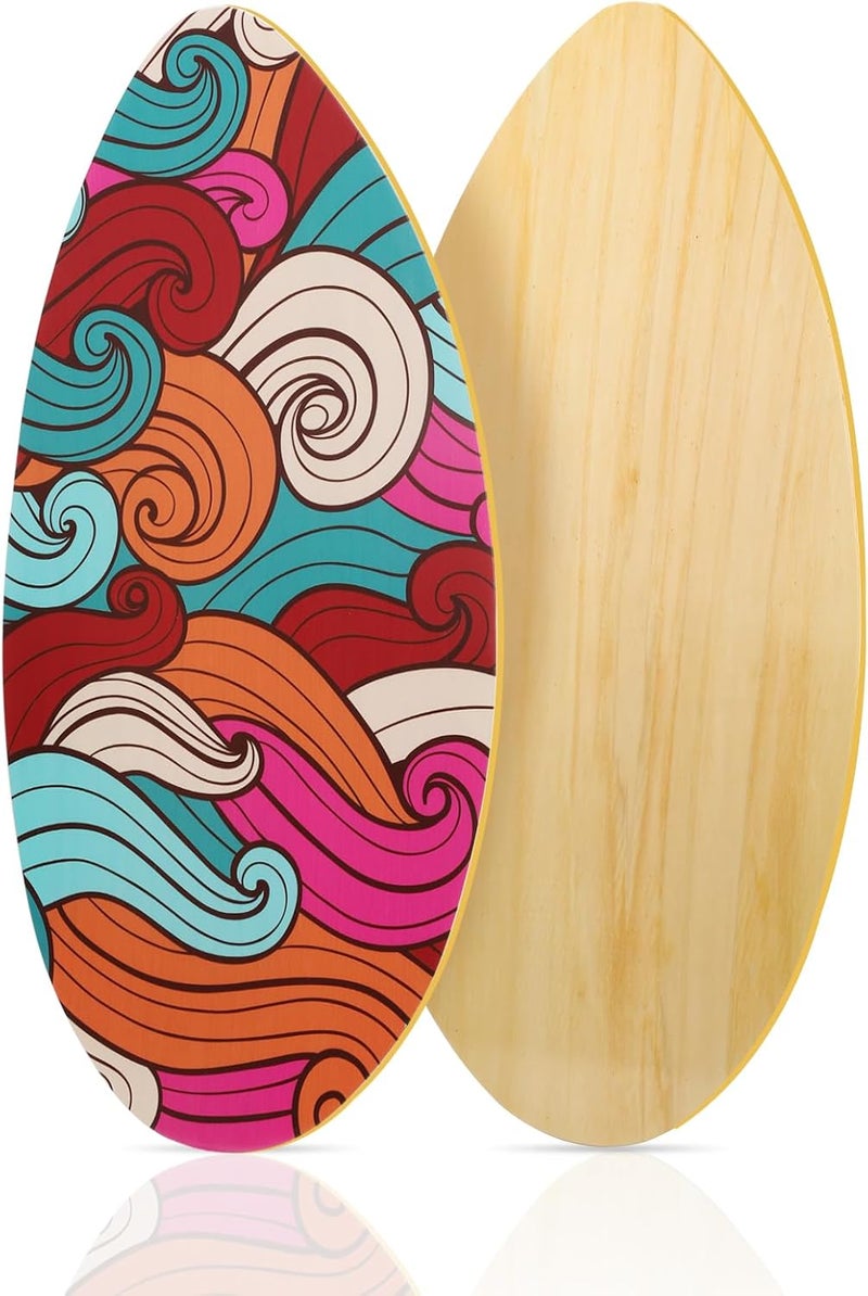 YOJOR Skimboard 35 Inch Skim Boards for Beach Adults ＆ Kids, High Gloss Coat Wooden Skim Board for Beginners, Durable Lightweight Wood Body Board - Image 1